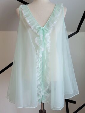 Movie Star Vintage 60s Double Layer Babydoll Peignoir With Top & Pants Size L